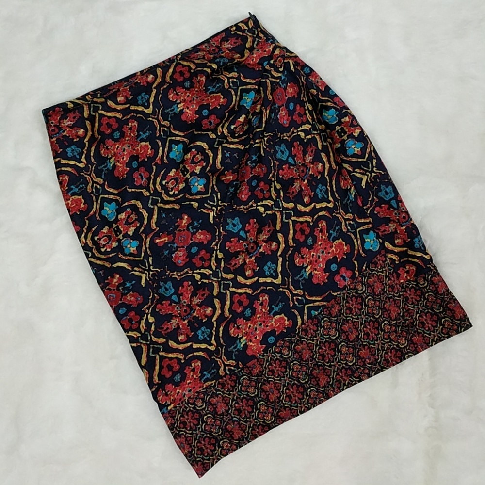 Jones New York Silk Faux Wrap Skirt